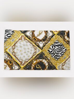 Boutique Moschino Zebra Baroque Print Scarf Shawl Wrap Fringe Trim Large 170cm